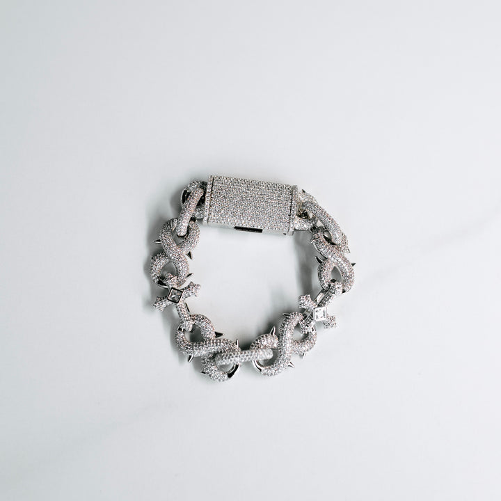 Spiked Infinity Cross Link Bracelet - Silver
