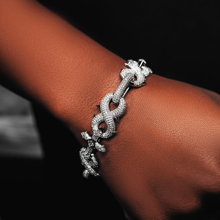 Spiked Infinity Cross Link Bracelet - Silver