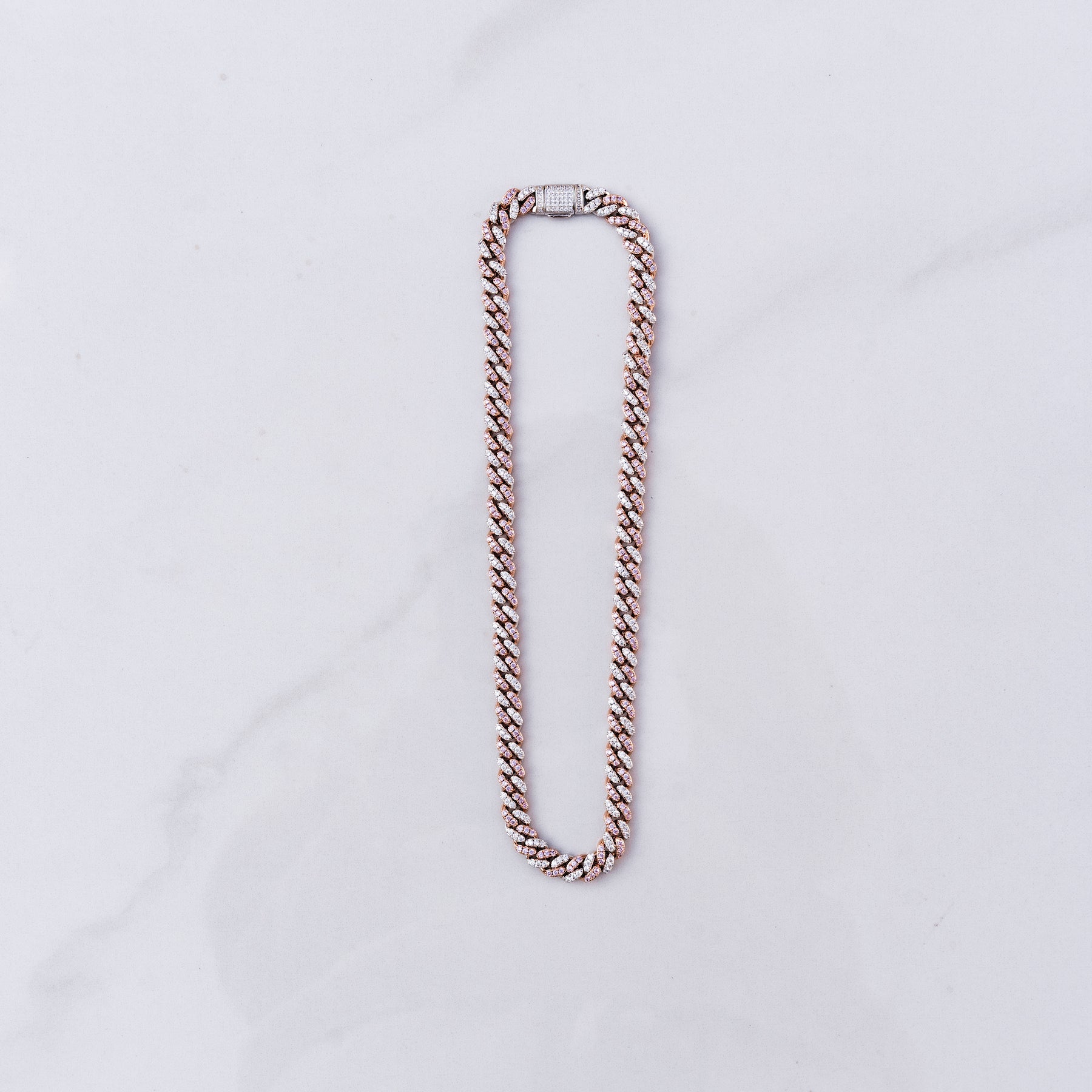 Iced Miami Cuban Link - Pink/Silver (8mm) • LUMINARY