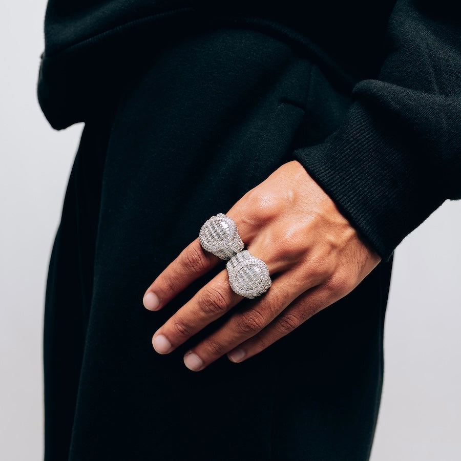 Iced Apex Baguette Ring