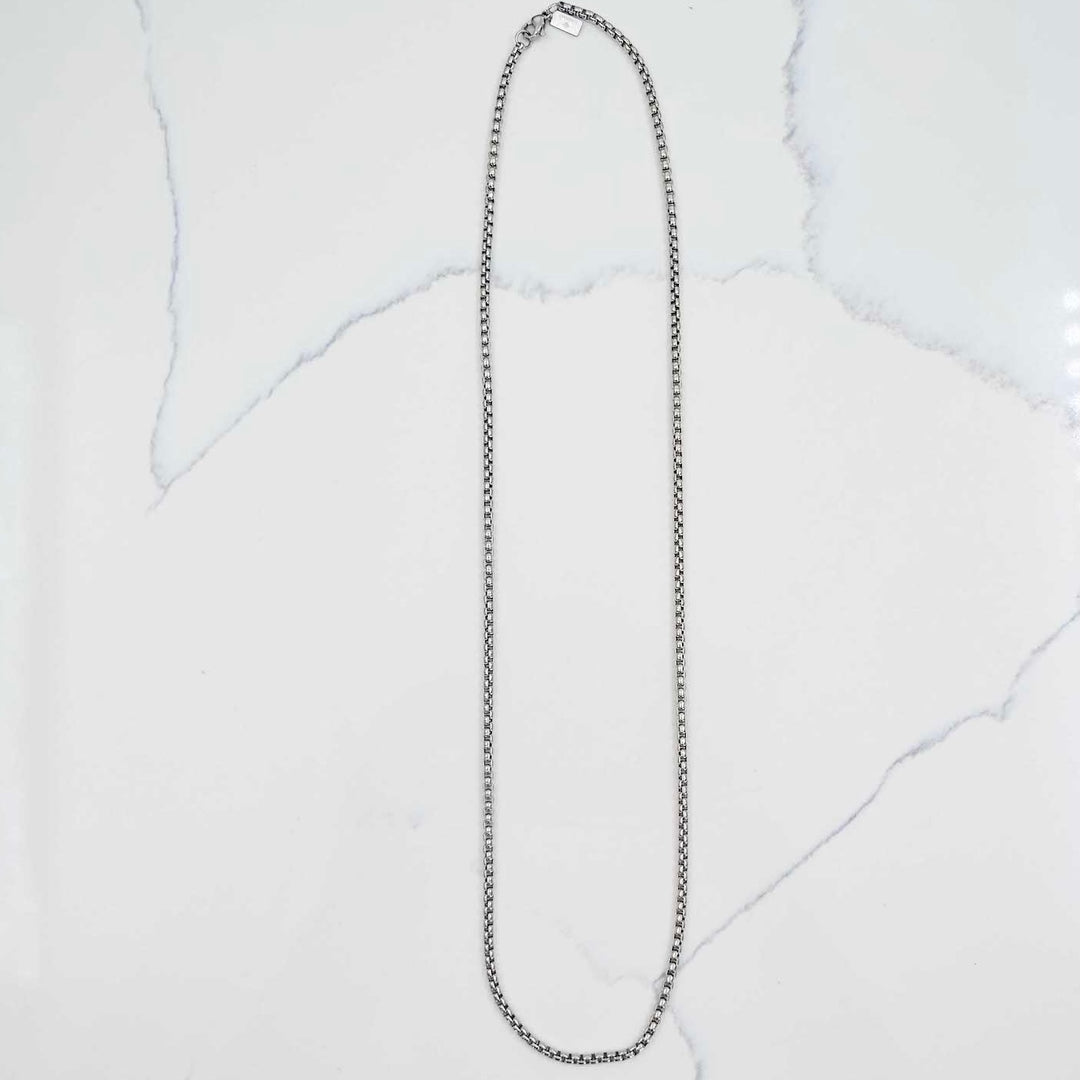 Franco Chain - Silver (3mm) on White Marble 