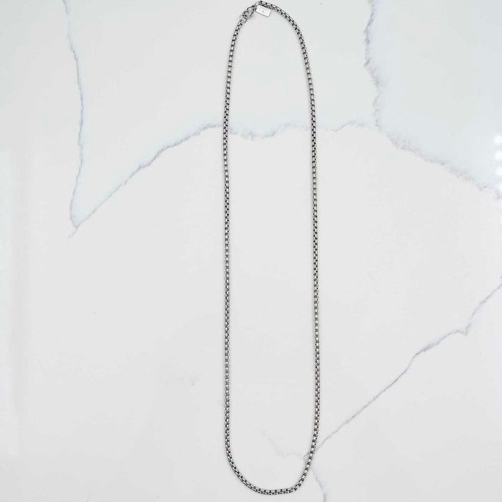 Franco Chain - Silver (3mm) on White Marble 