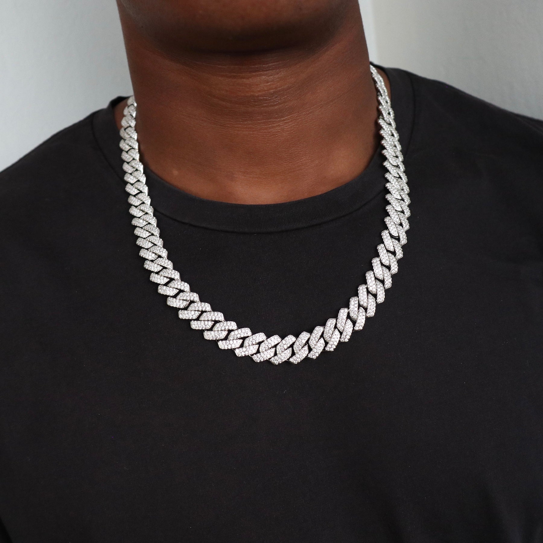 アクセサリー Iced Out Prong Chain Necklace 14mmSILVER Iced Prong Link - Silver (14mm) • LUMINARY